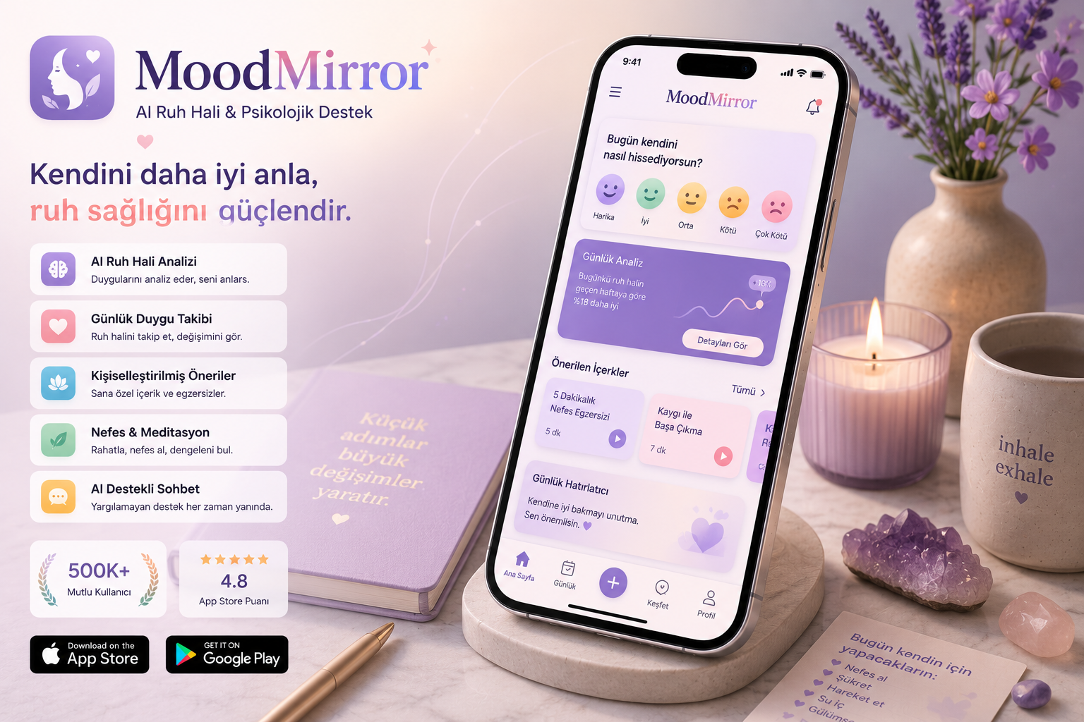 MoodMirror — AI Ruh Hali & Psikolojik Destek Uygulaması